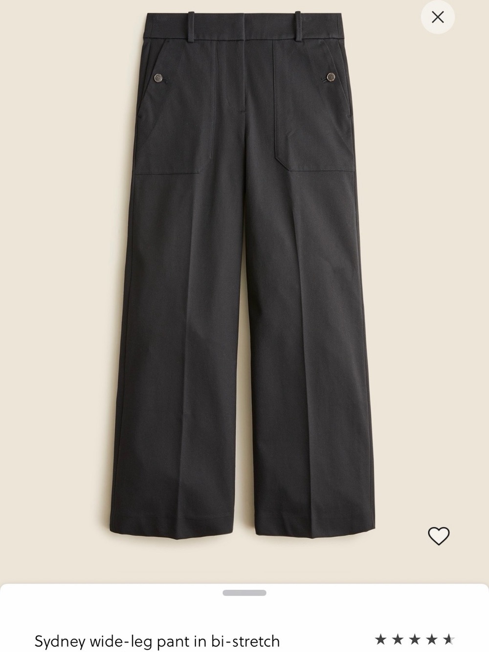 J. Crew Black Wide-Leg Cropped Sydney Trousers